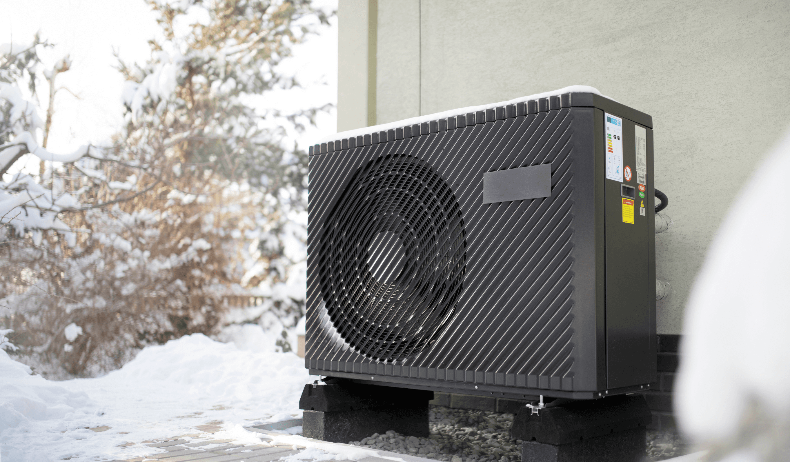 Wärmepumpe im Schnee