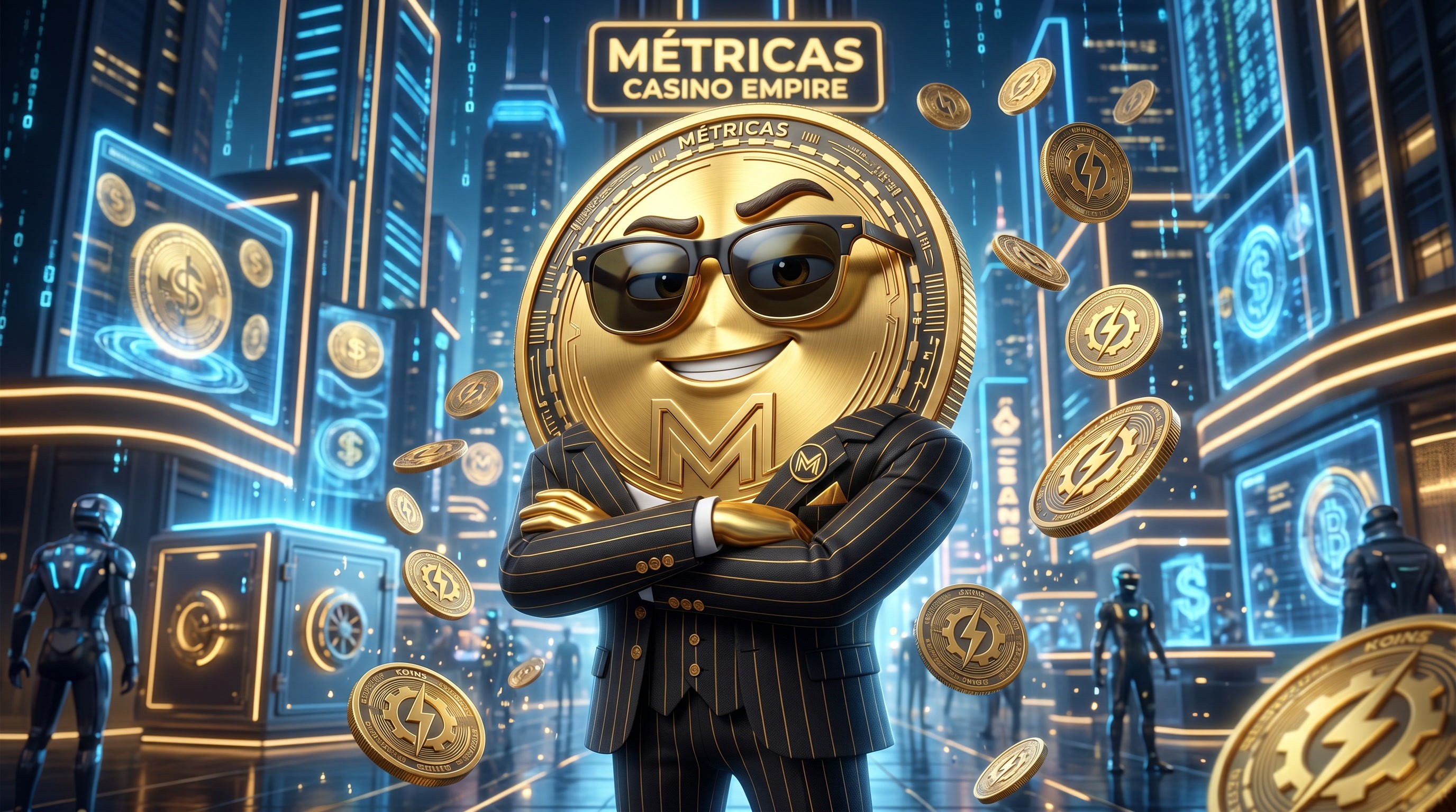 Transform this fictional “KOINS” coin character into an insanely cool and charismatic money mascot