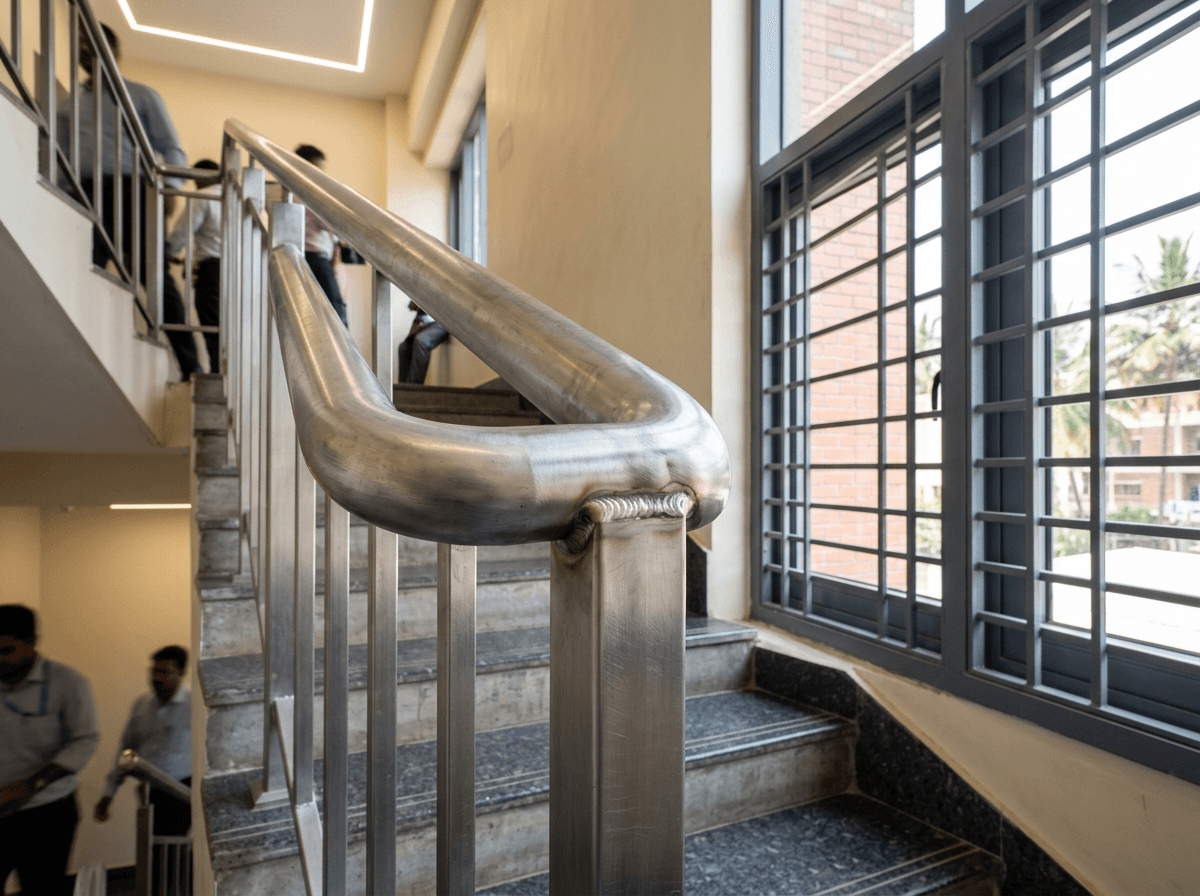 Modern living room interior design with open kitchen, sofa, and dining area.