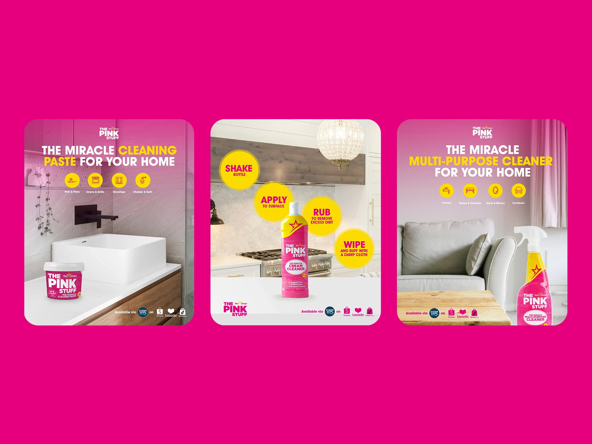Social media design for The Pink Stuff