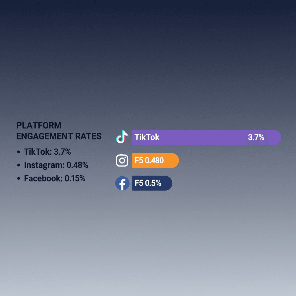 Social media engagement rate comparison chart for TikTok, Instagram, and Facebook in 2026