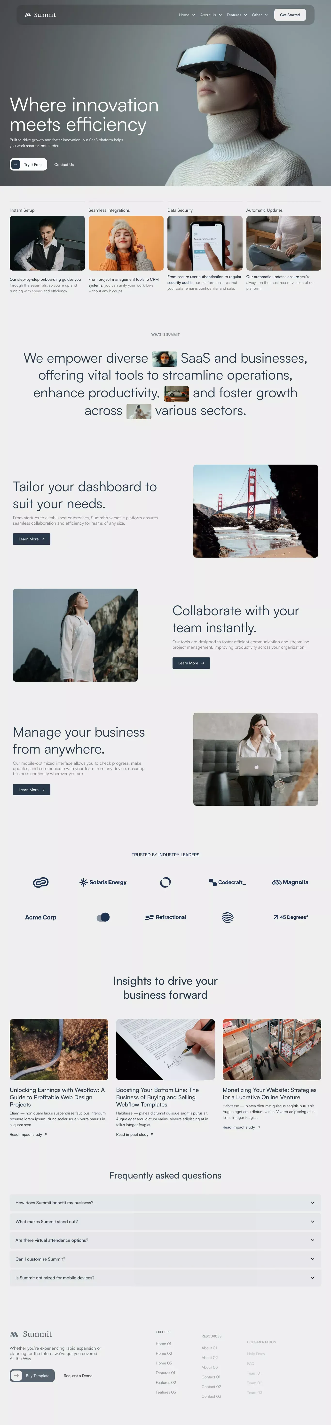 Summit - Webflow Ecommerce website templ landing page screenshot showcasing Tech and Ecommerce design