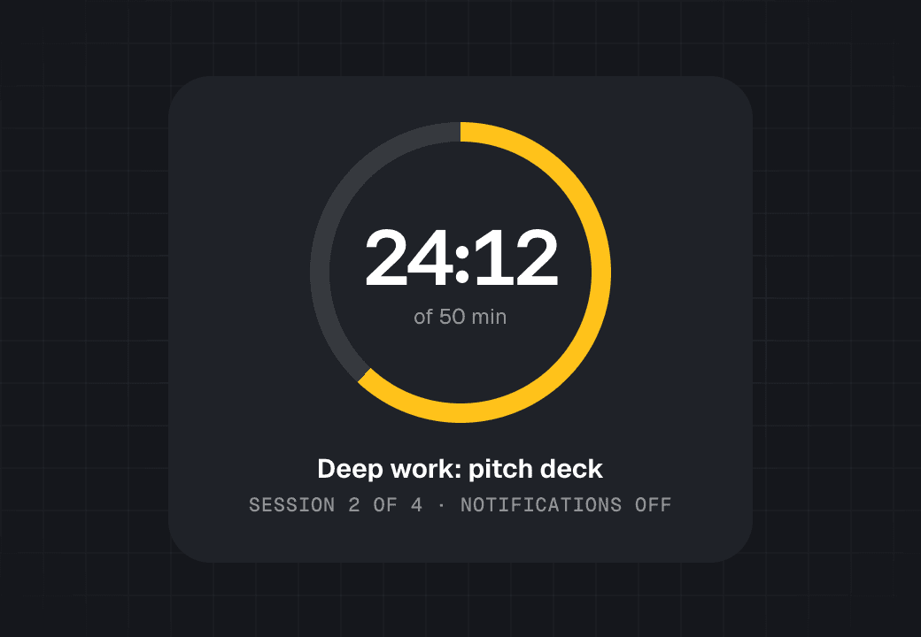 Focus timer at 24 minutes 12 seconds