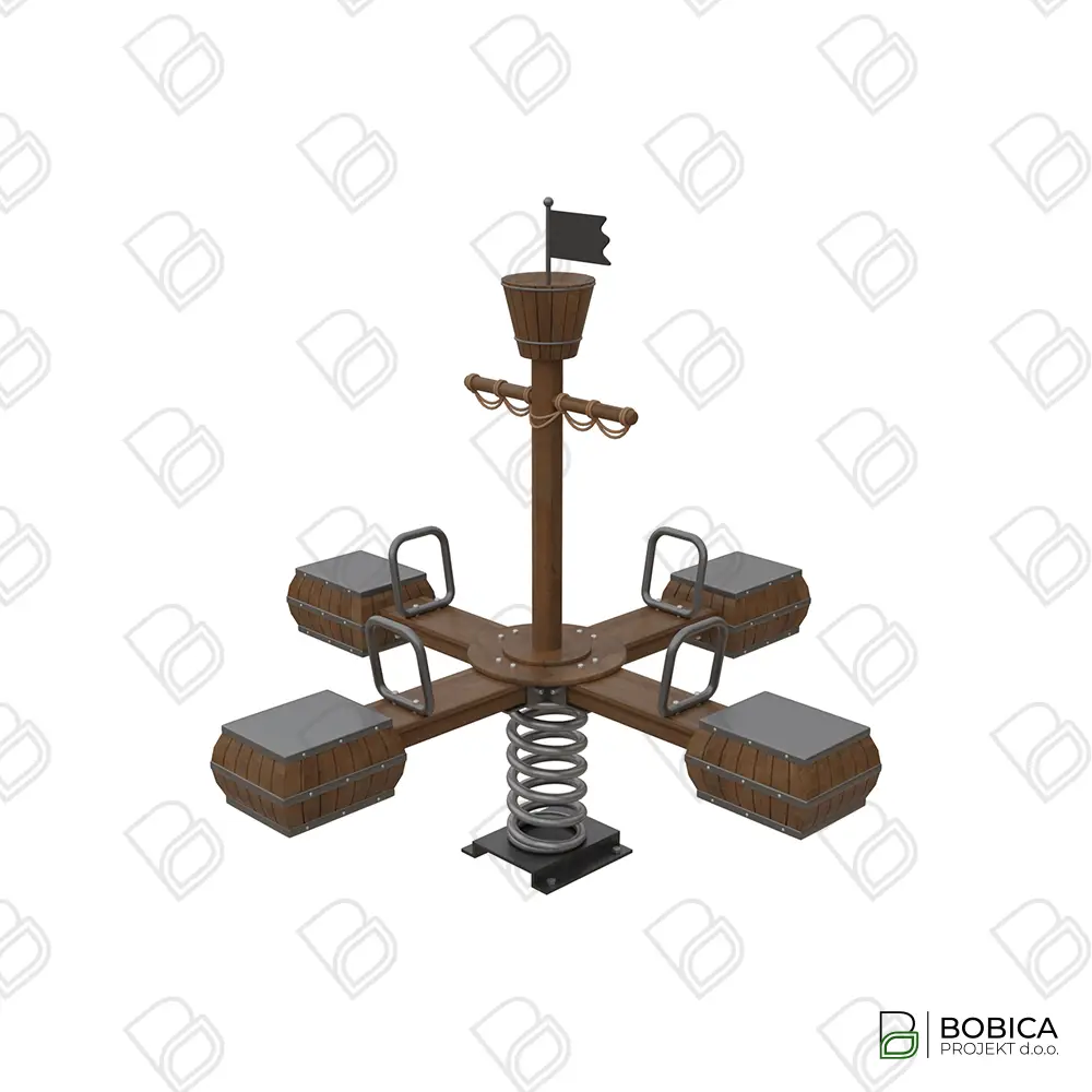 Njihalica na opruzi za četvero - gusarski brod - "Pirate Ship Spring Rocker"