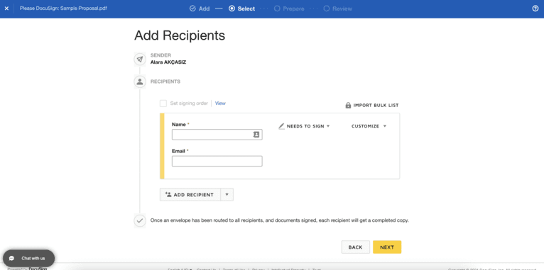 DocuSign Dashboard