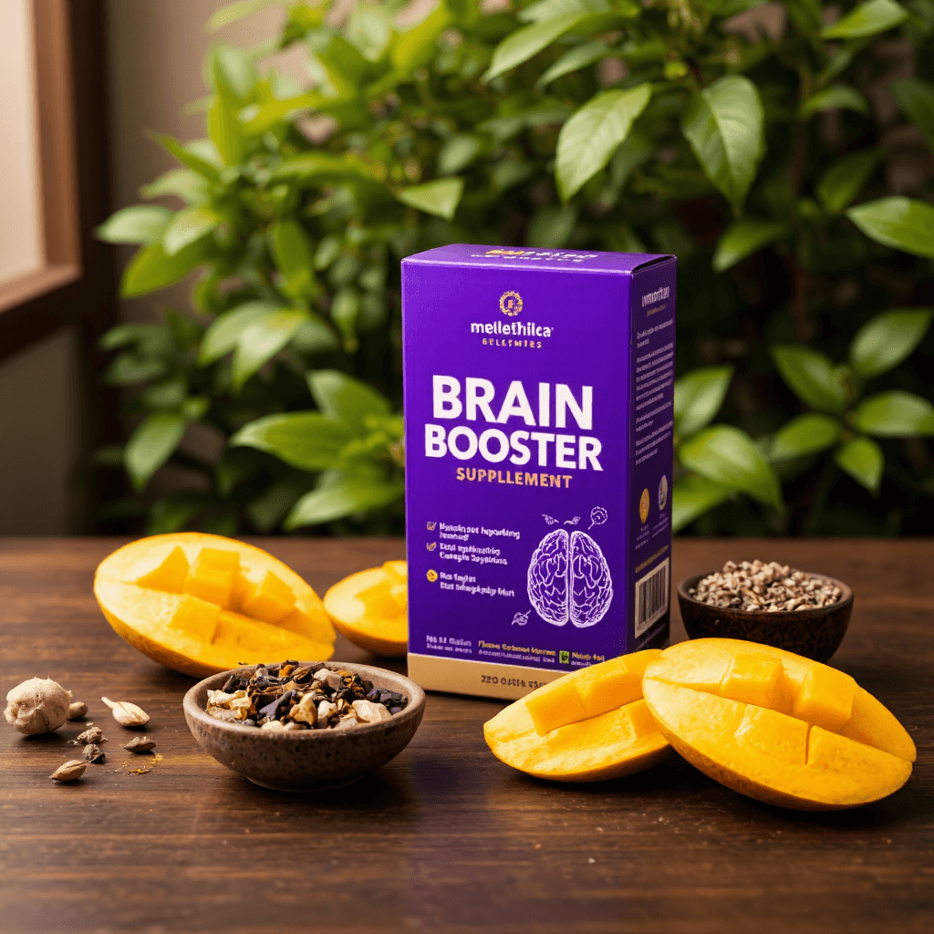 product photography of a box of brain booster supplement