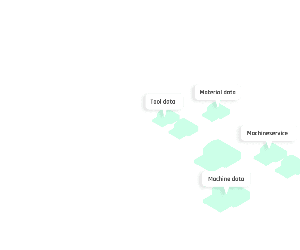 Illustration of factories providing data to explain the data integration of different types of manufacturers into the tapio ecosystem.