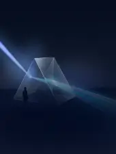 Person observing light passing through prism