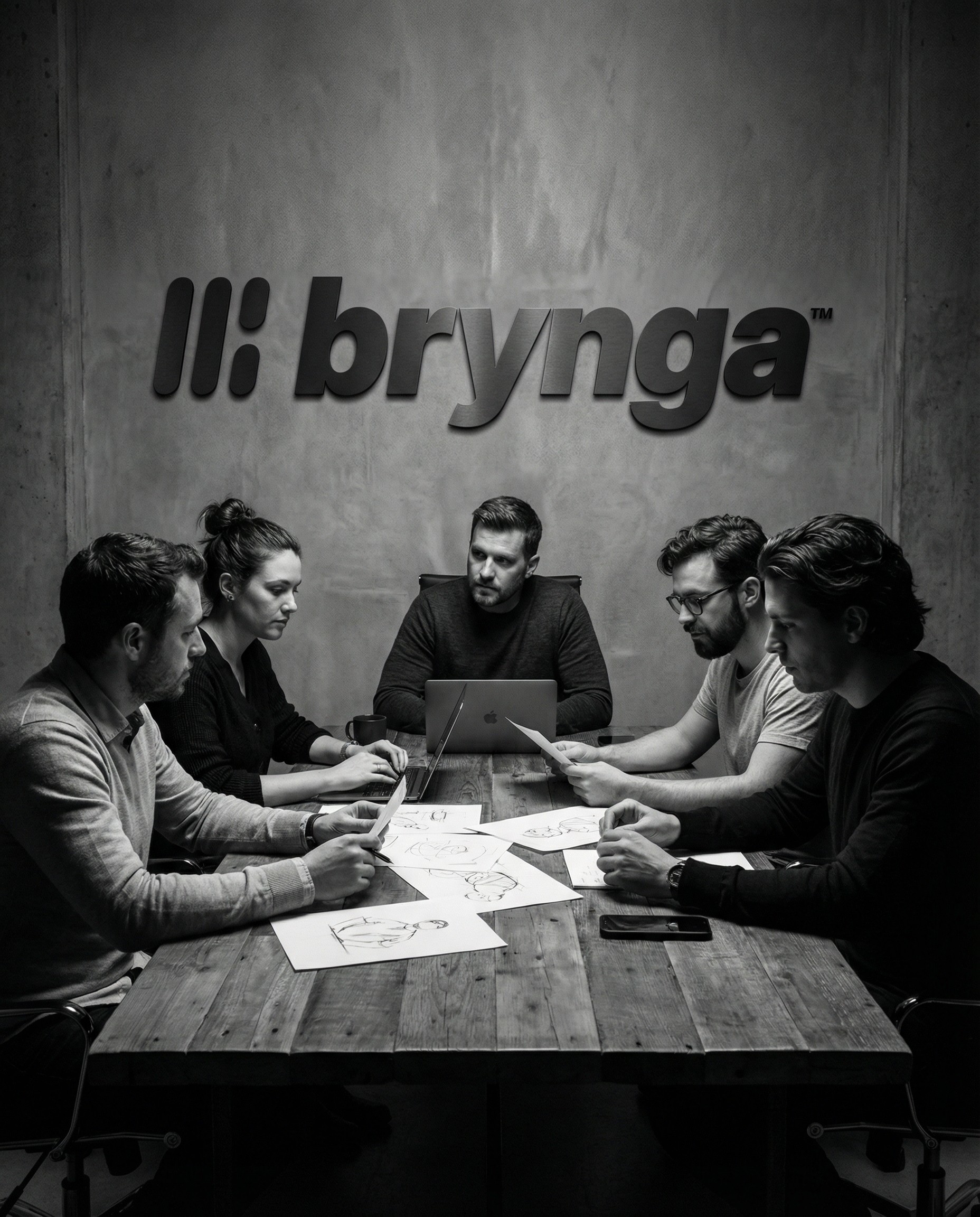 Creative team having a meeting about artwork for a new campaign. 