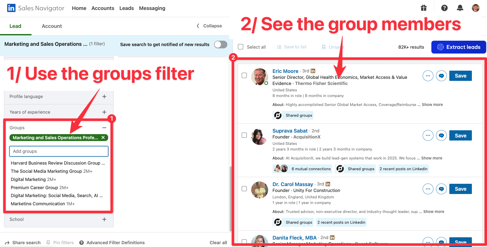 How to use the groups filter on LinkedIn Sales Navigator