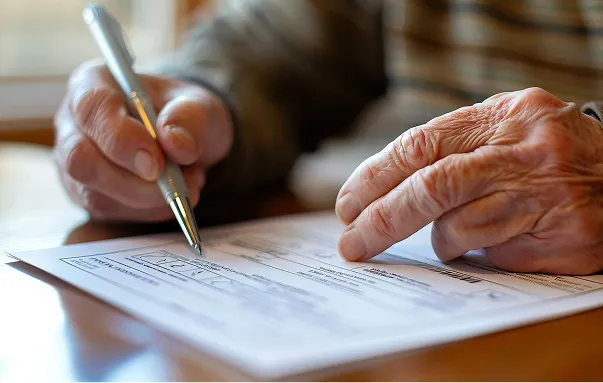 Persona calculando la plusvalía municipal