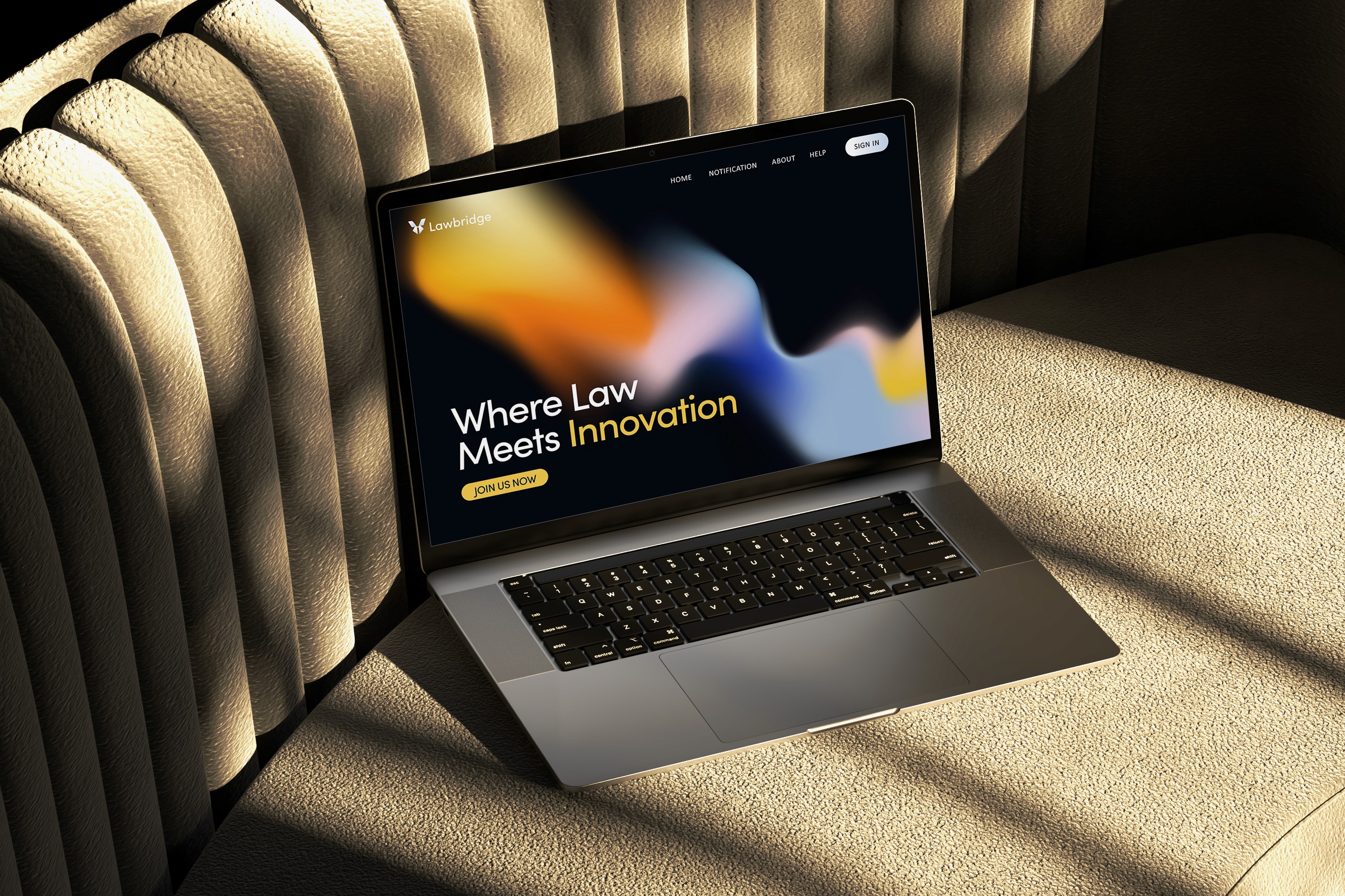 Rectangular packaging box with a pale yellow-to-orange gradient, featuring a large half-smiley face and “Smiley Co” branding, set on a split orange and yellow background.