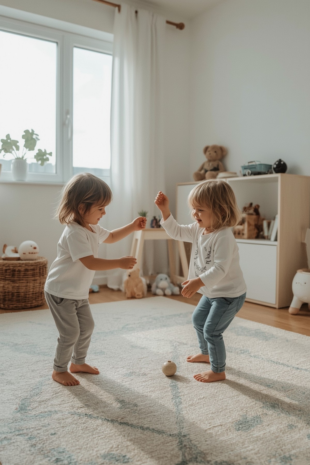 Zwei Kinder spielen gemeinsam.