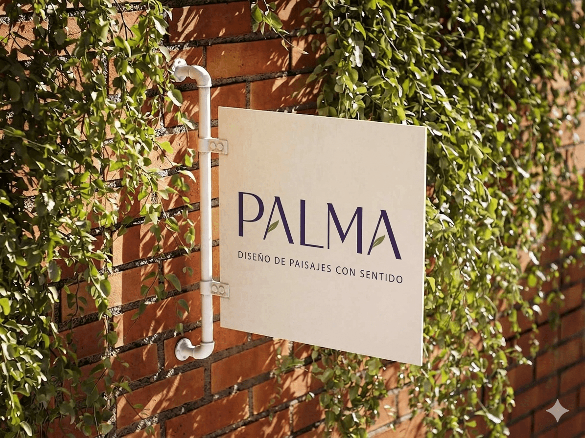 Minimal pastel courtyard with an arched niche, soft shadows, and a tropical plant by a reflective pool.