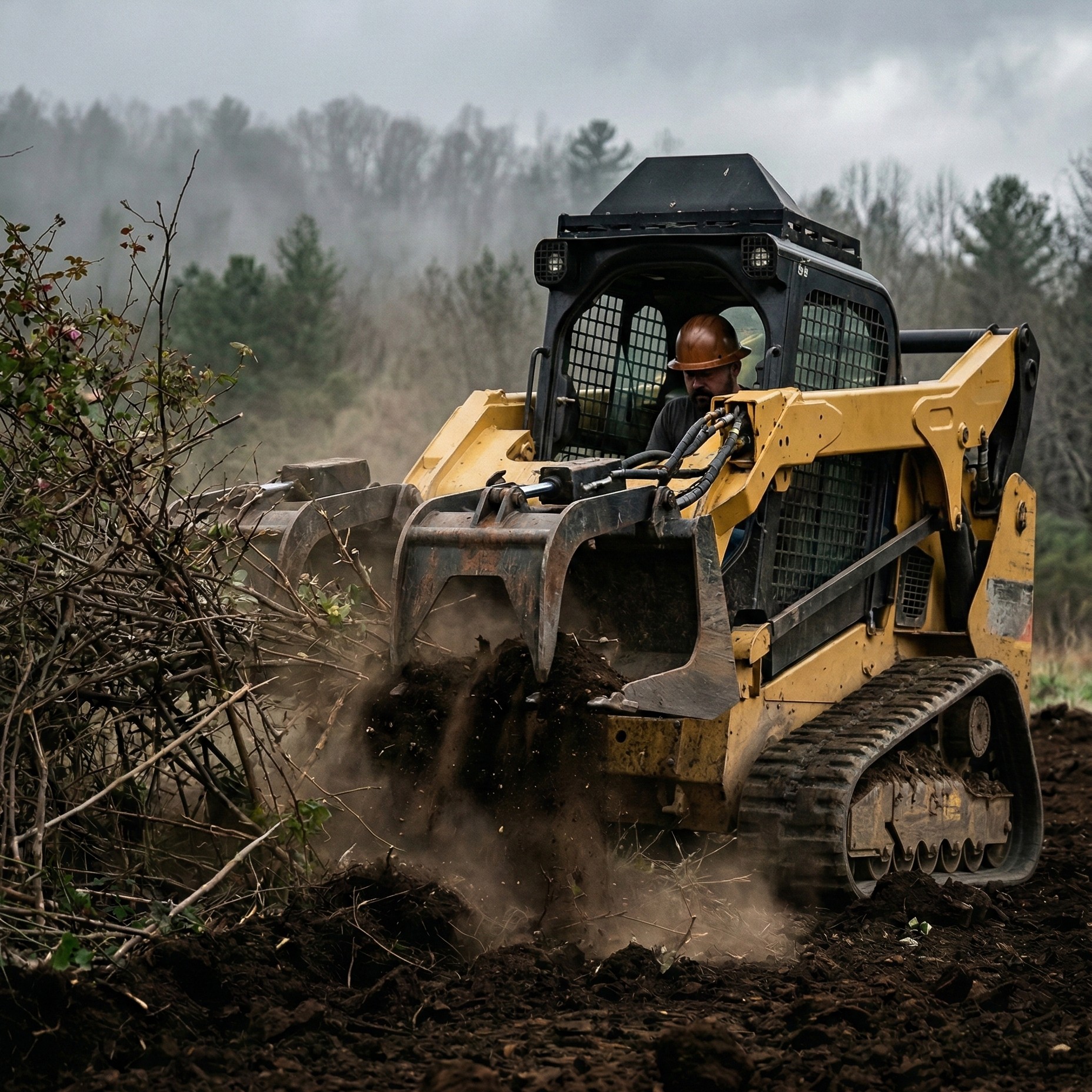 skid steer rock crushing process