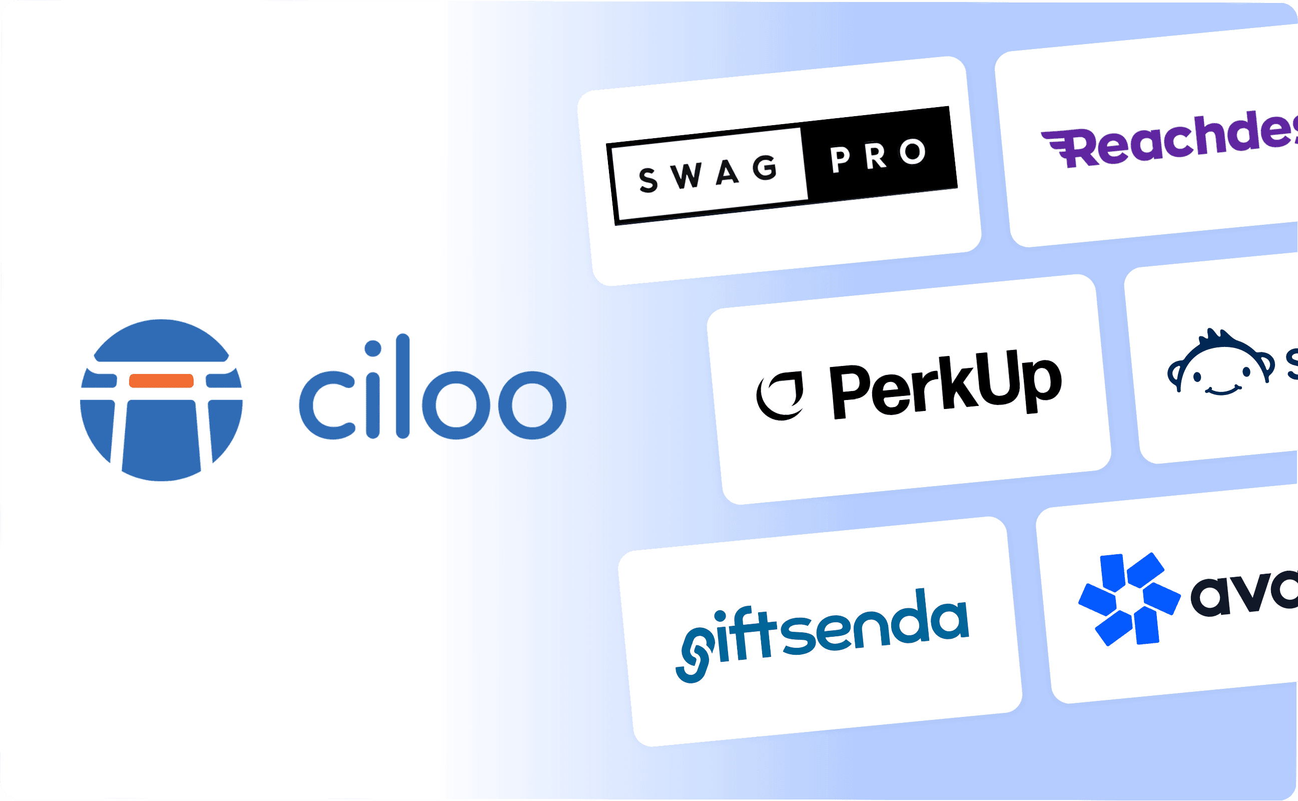 Ciloo alternatives which include Swag Pro, Reachdesk, PerkUp, Snappy, Giftsenda, and Avail Swag.