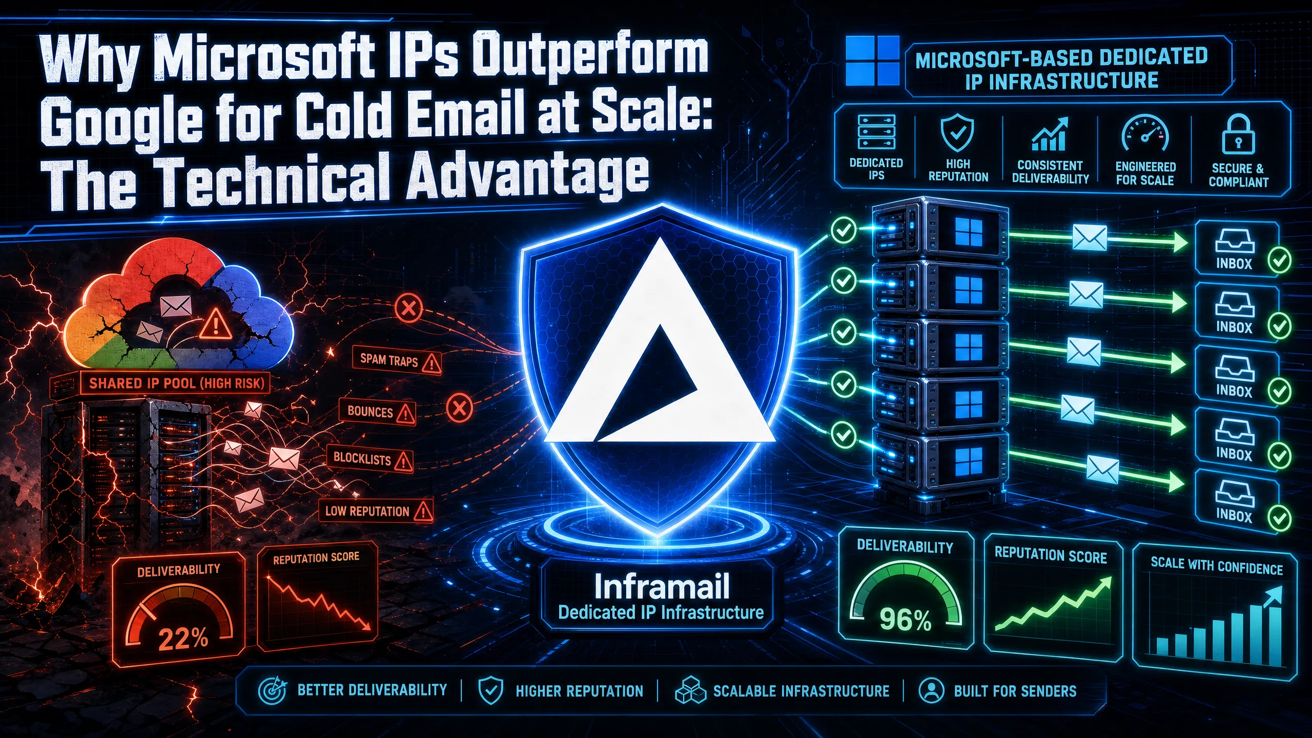 Why Microsoft IPs Outperform Google for Cold Email at Scale: The Technical Advantage