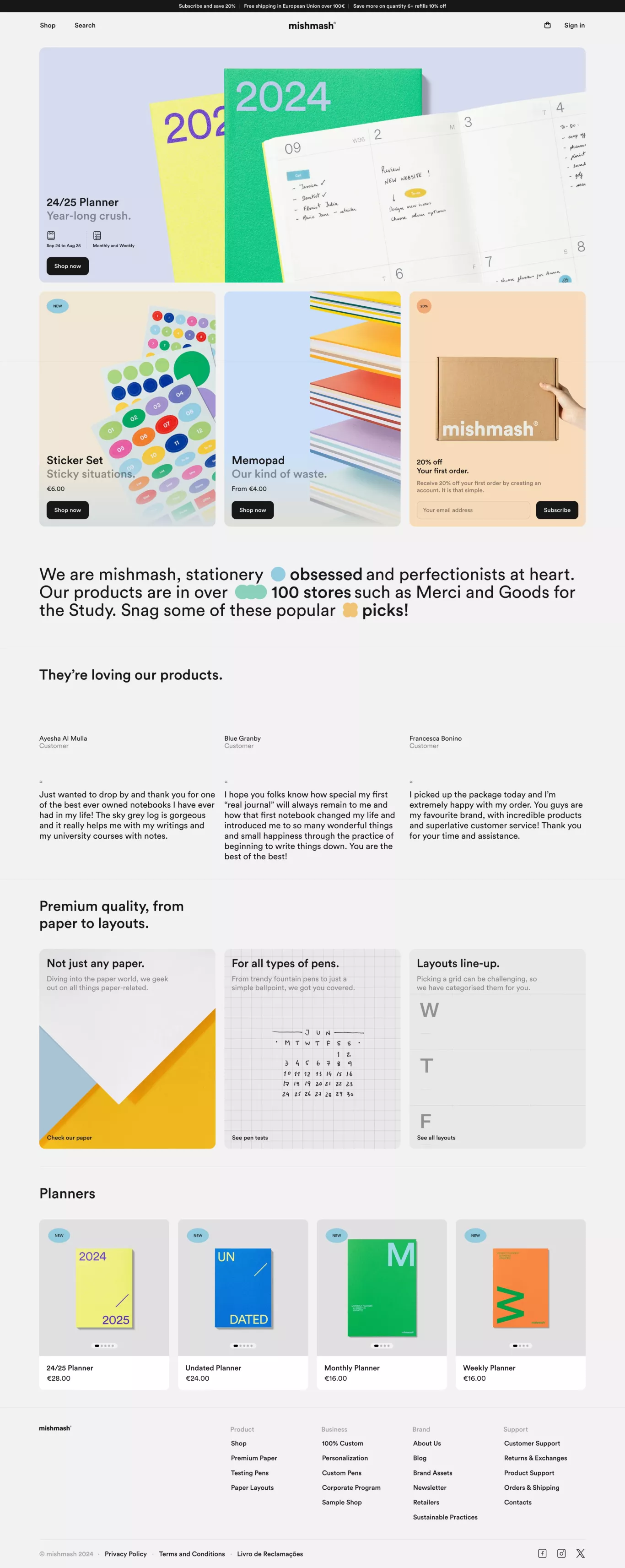 mishmash® ecommerce page screenshot showcasing Writing and Ecommerce design