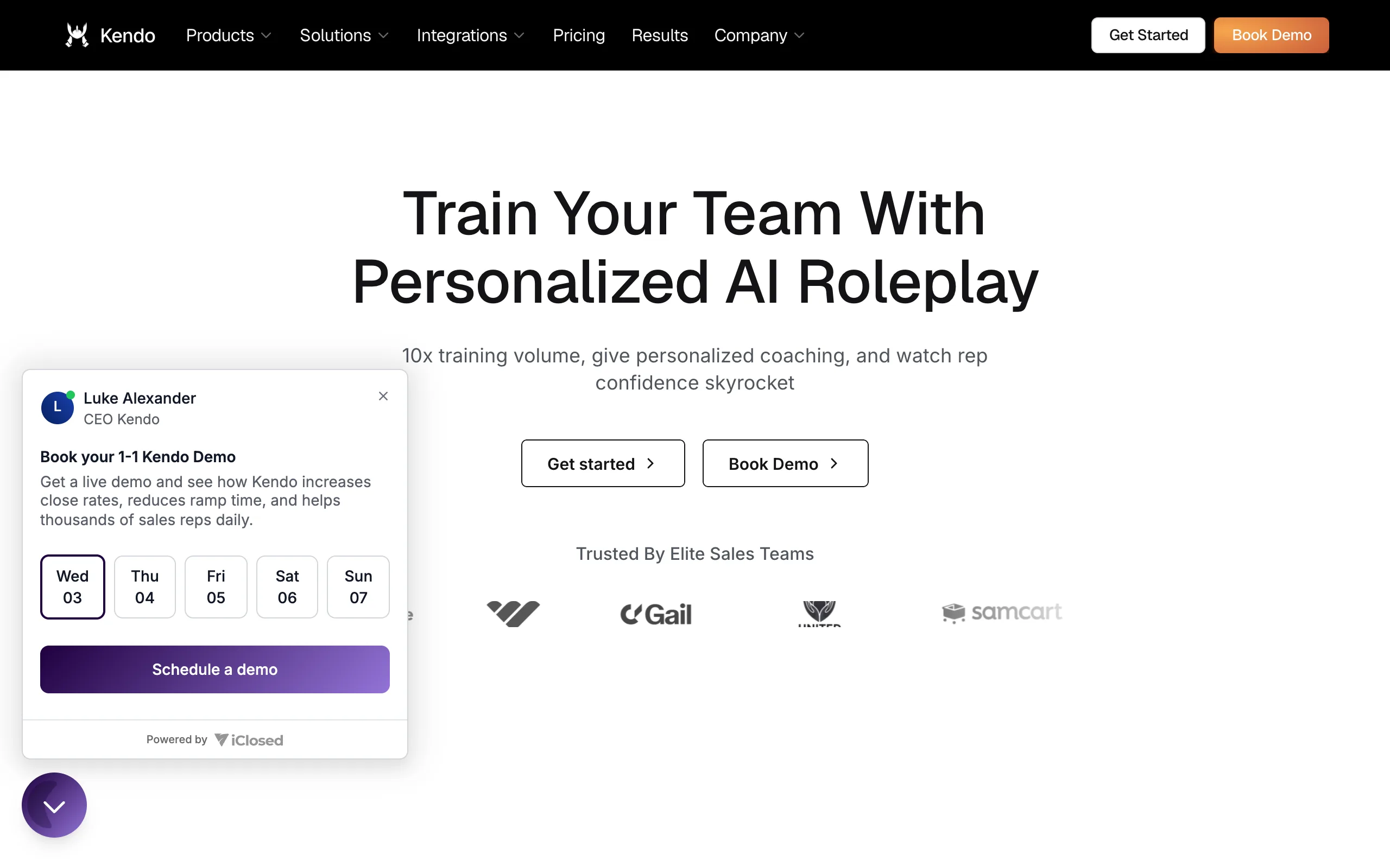 Kendo AI roleplay product, train your team with personalized AI roleplay