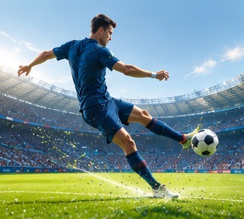 Football player in match action