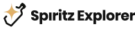 Spiritz Explorer logo with gold star and black hook icon beside bold wordmark on white background	