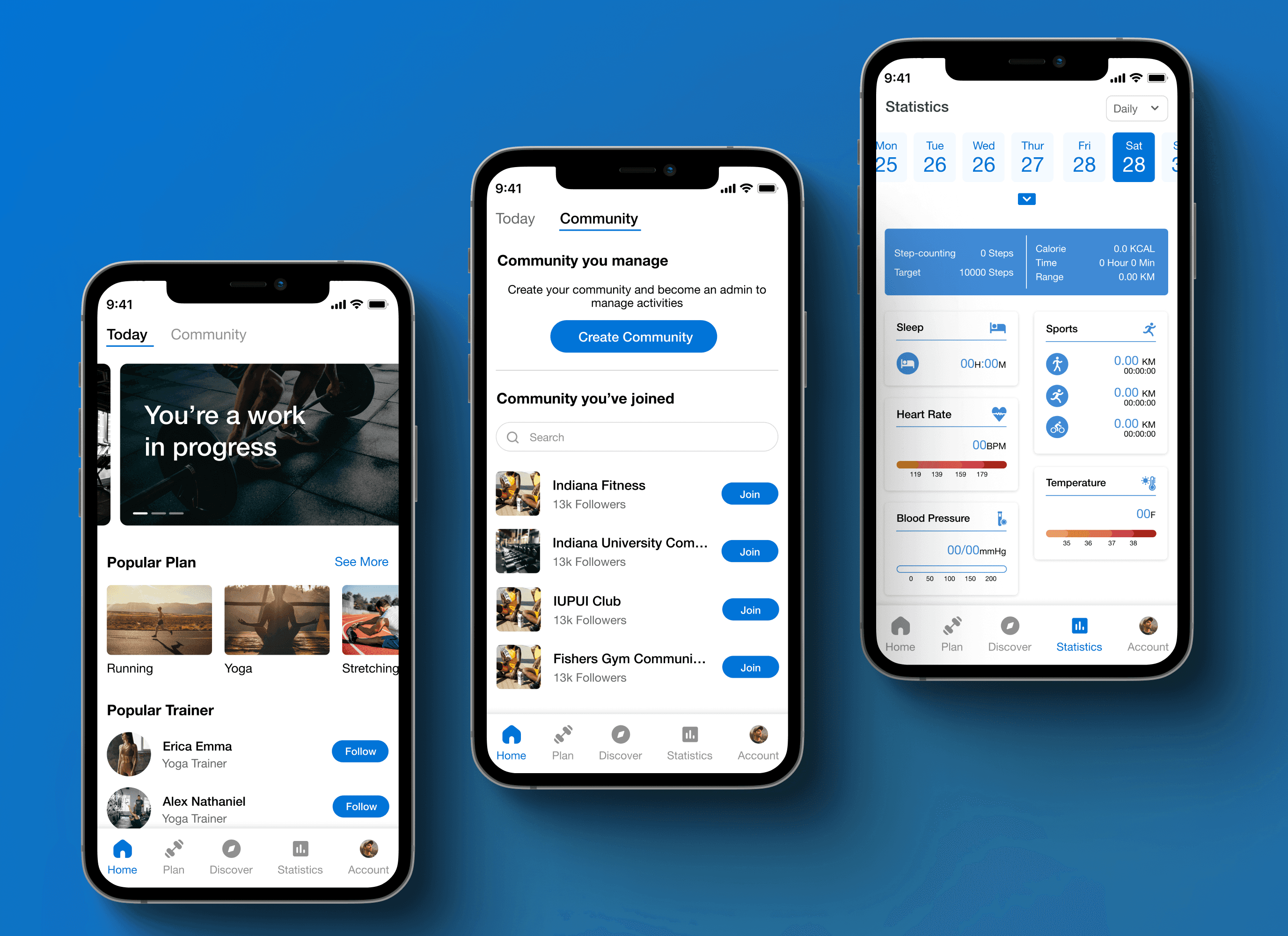 indyfit mobile application mockup