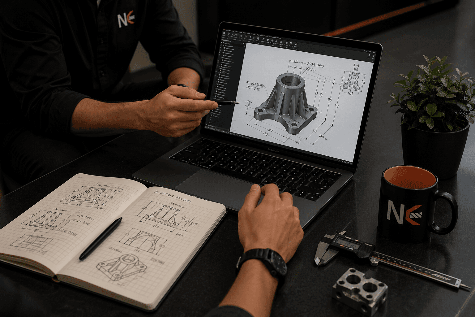 person using macbook pro on white table