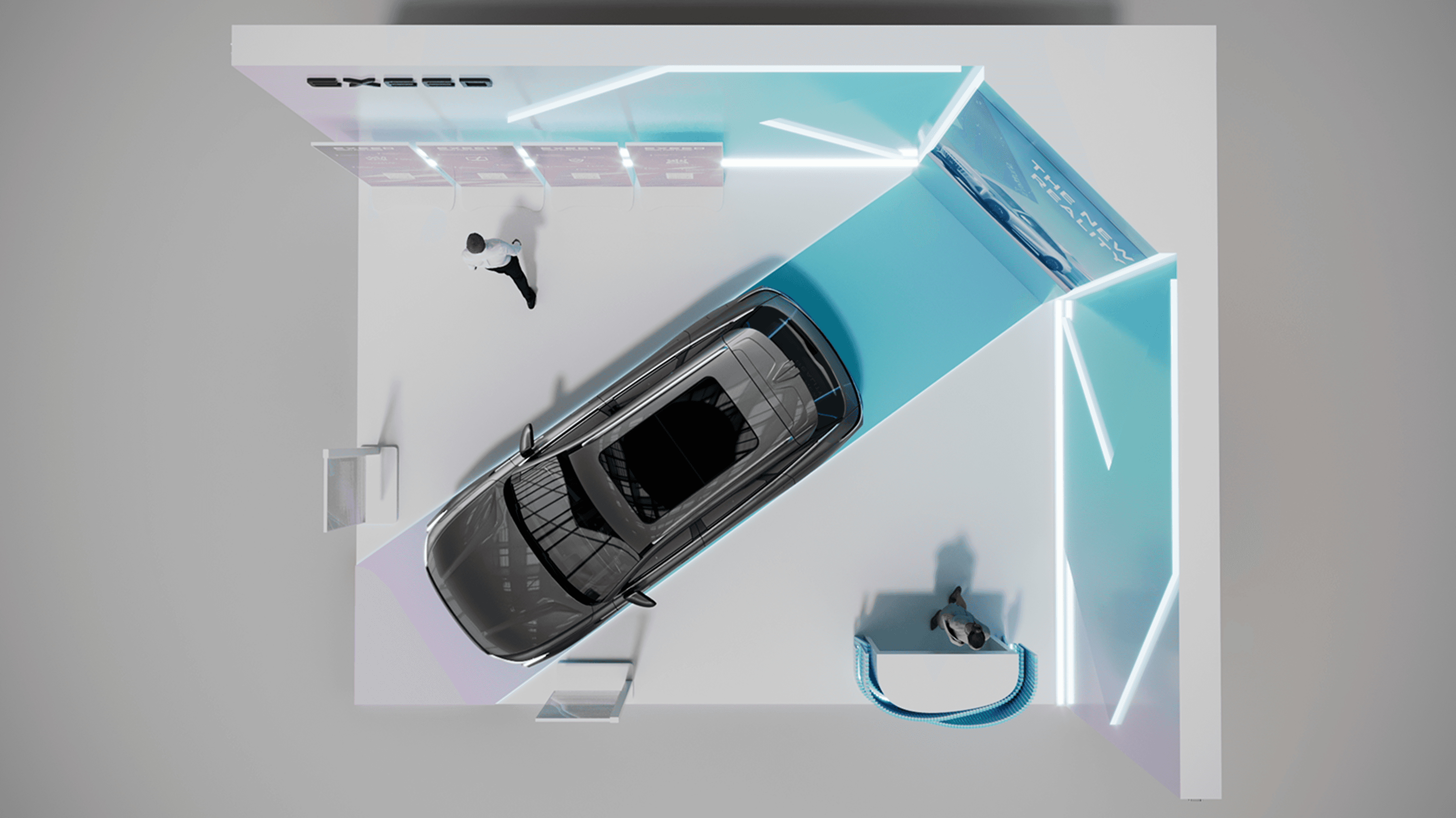 Top view visual of Exeed popup zone created by our team for brand activation event