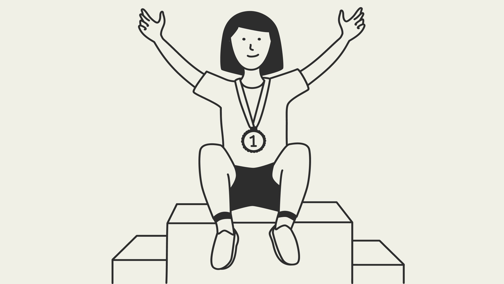 Illustration of a lady sitting on a podium