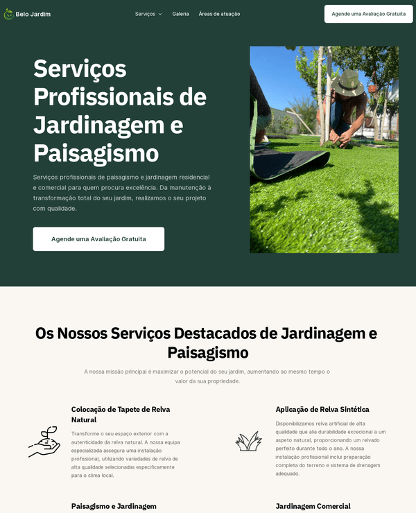 site profissional feito para a empresa belo jardim