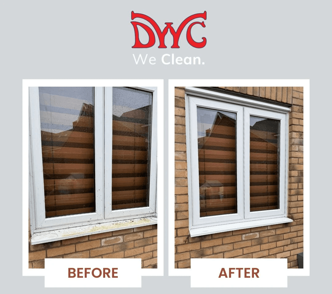 Before and after results of professional window cleaning on a domestic property