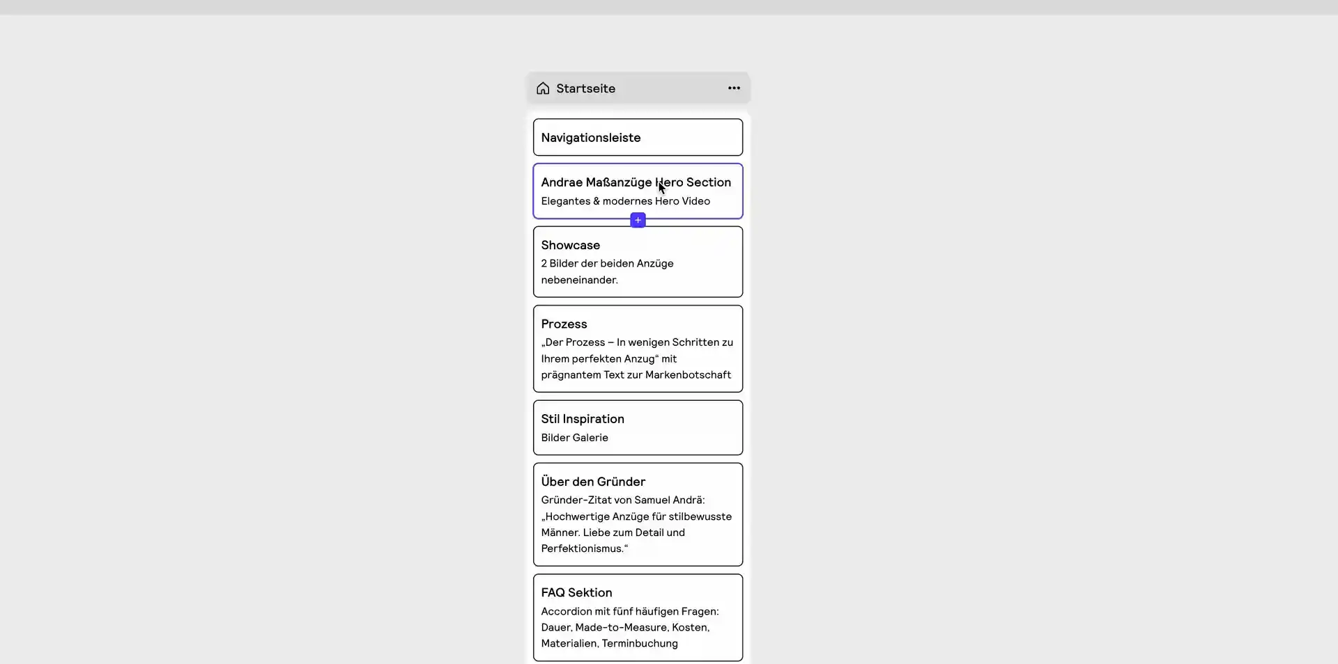 Ein Bild von der Sitemap von der Website andrae.co.at.