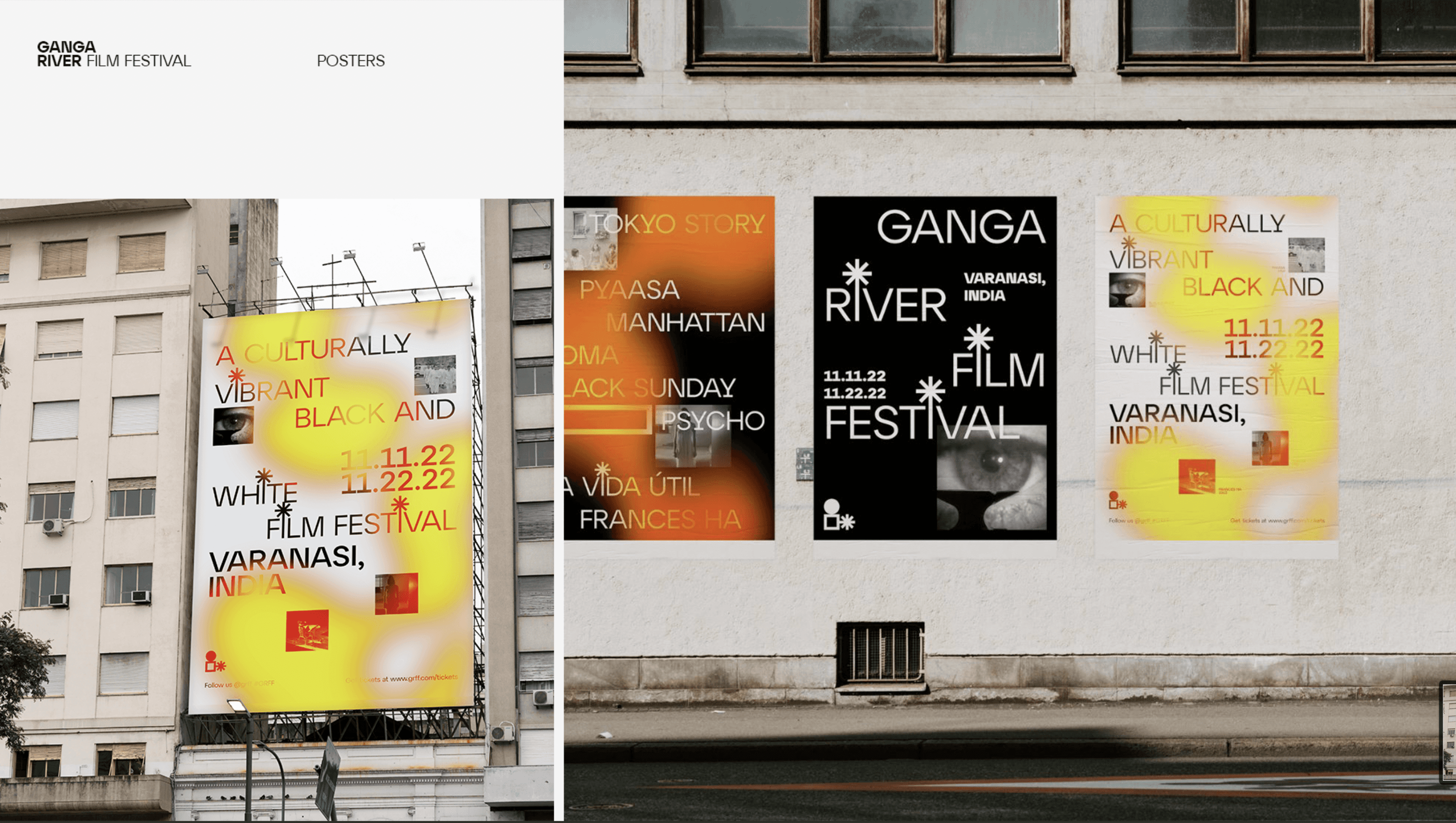 posters displayed in buildings