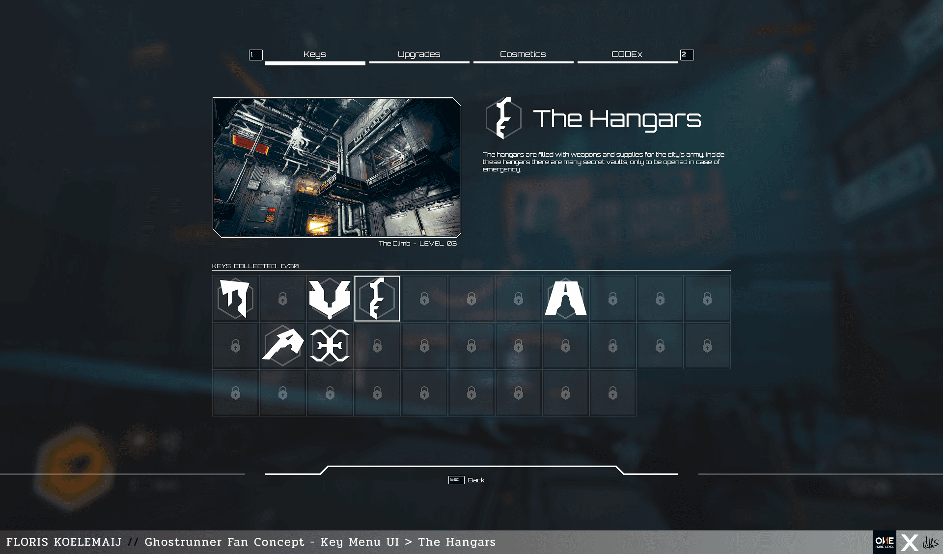 Ghostrunner Fan Concept key menu UI in-game screenshot