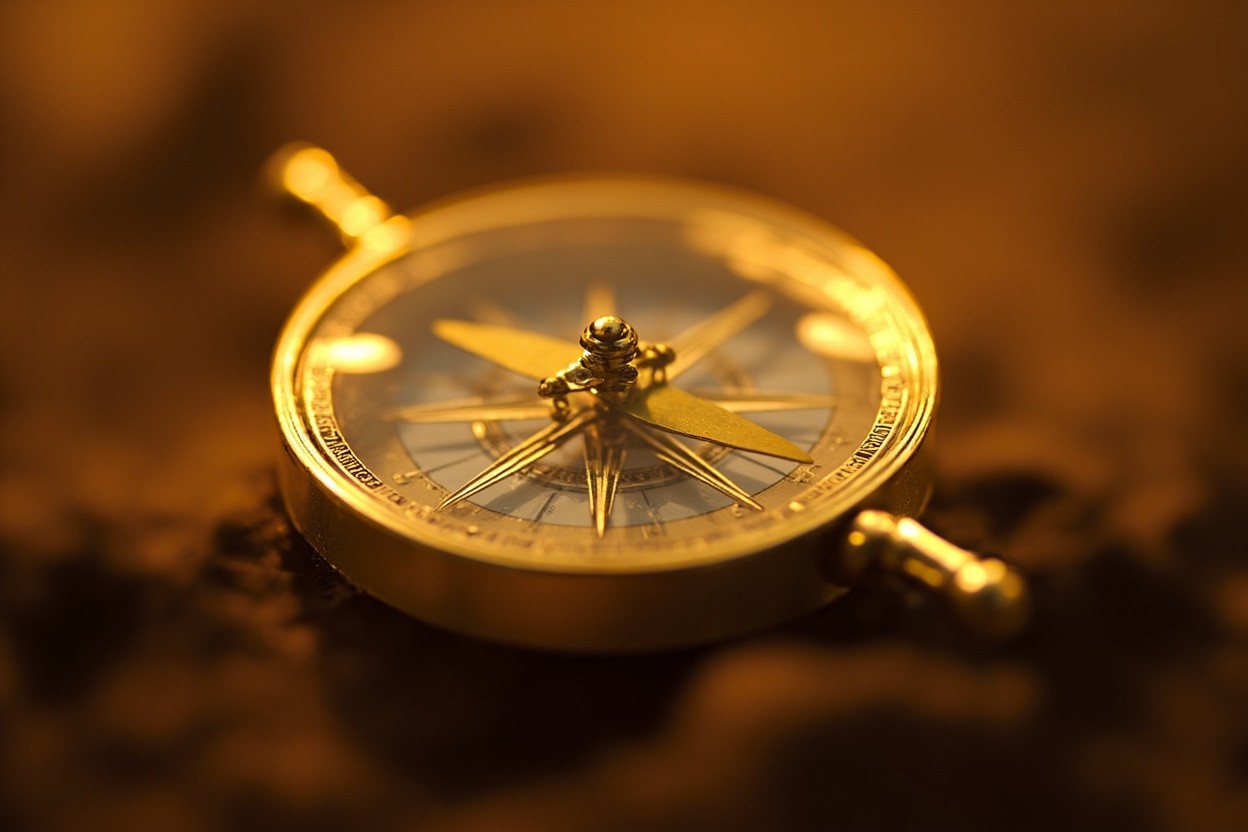Image of a golden compass, symbolizing guidance in understanding gold prices.
