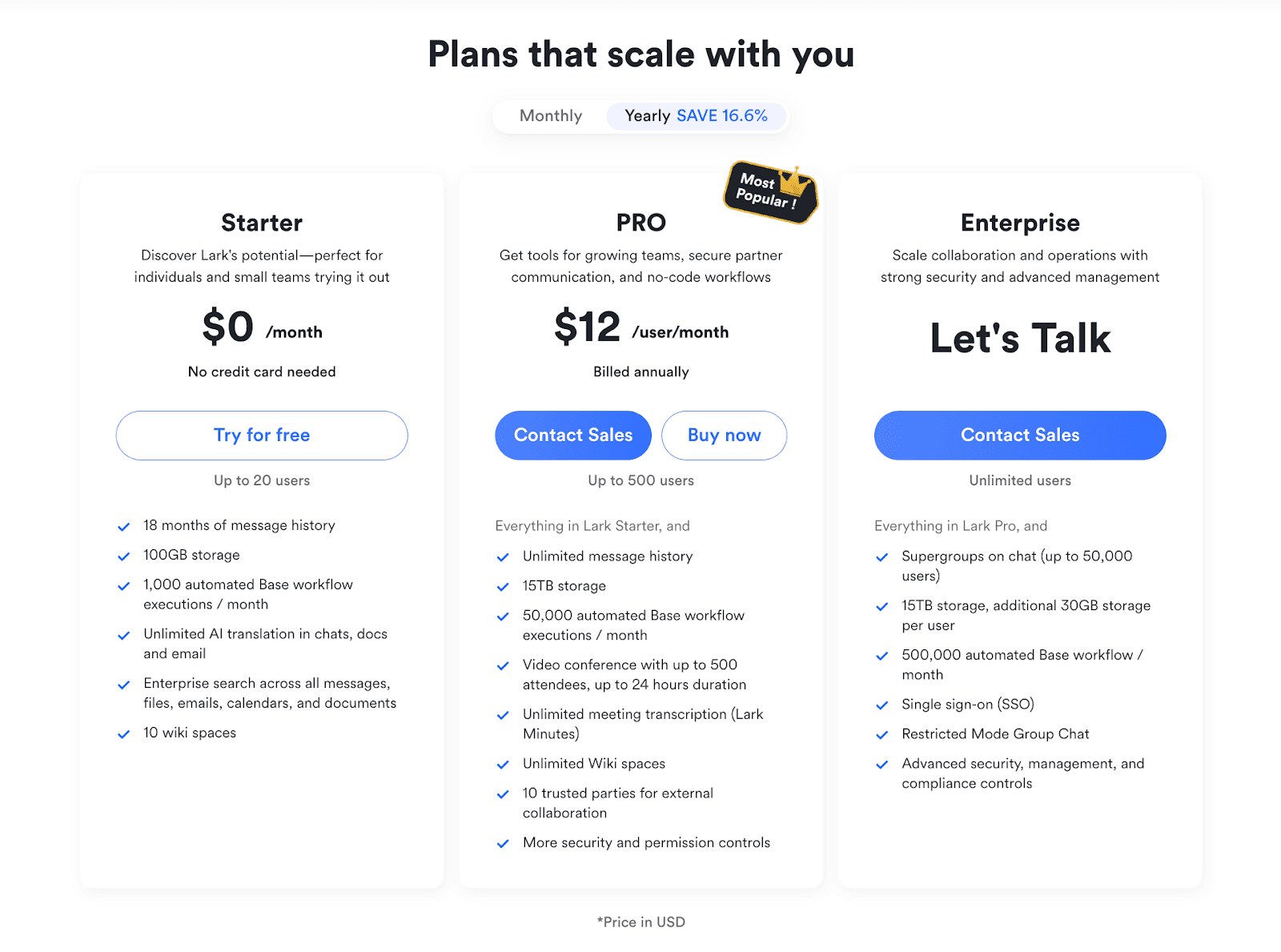 Lark Pricing 