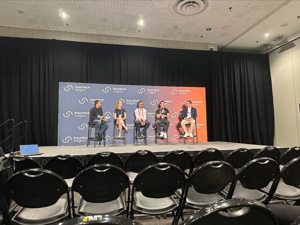 Nico speaking on a panel at Insurtech Insights. He assures us the talk was in fact very well attended!