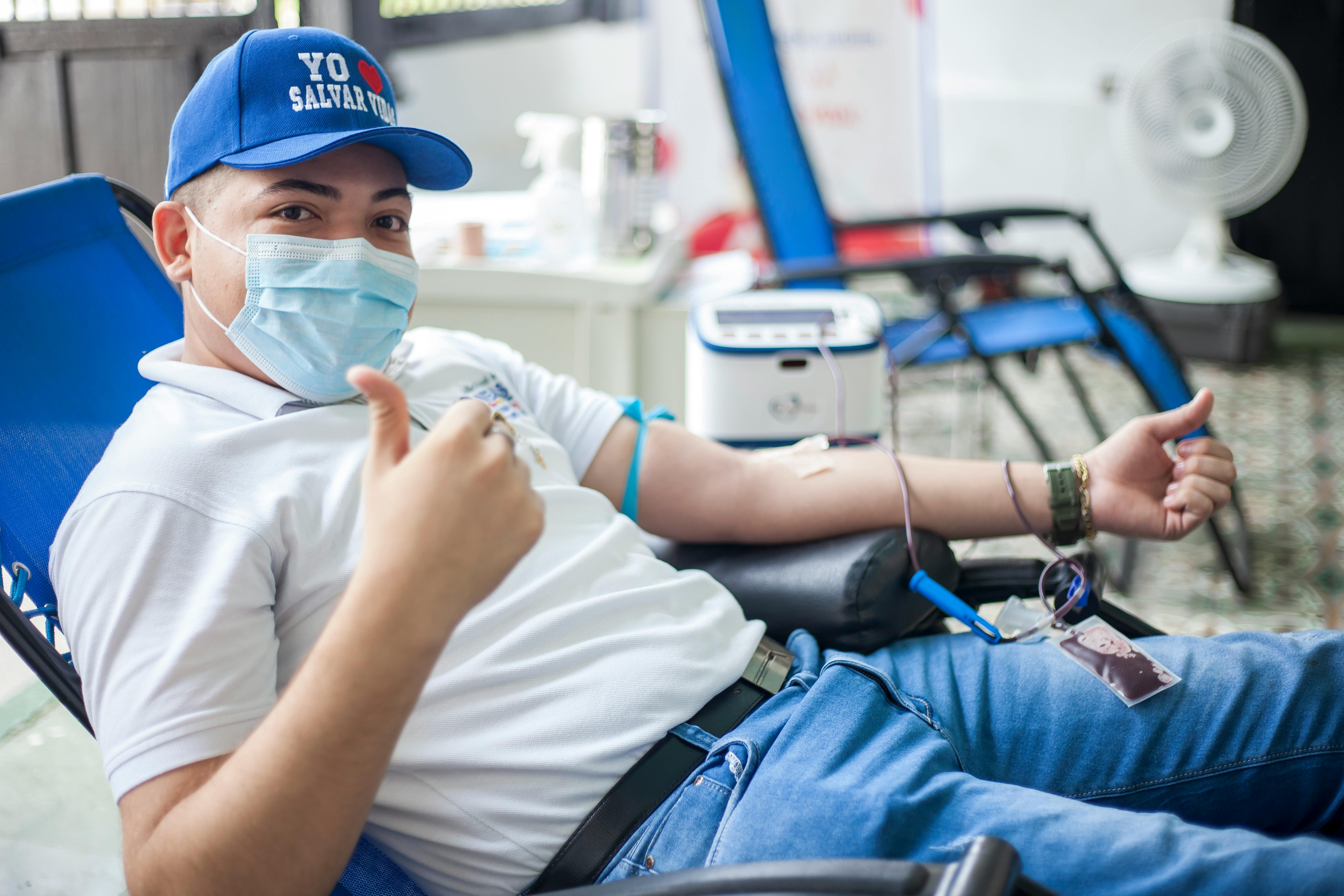Man donating blood plasma