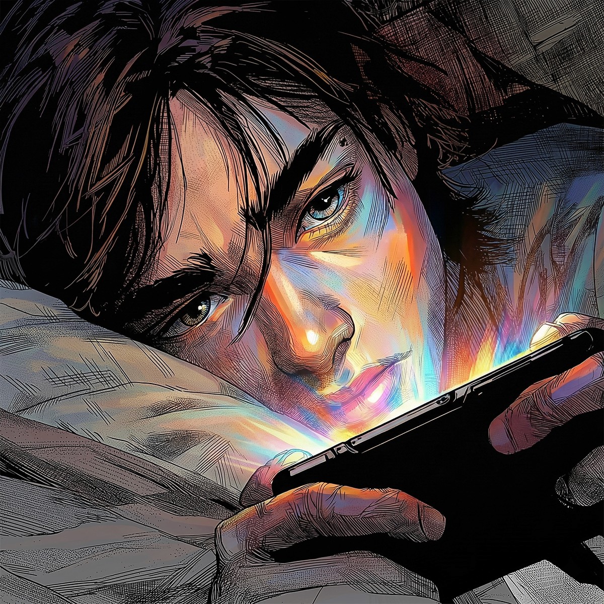 Close-up of a yellow tennis ball sitting on a green court, positioned near the white center line.