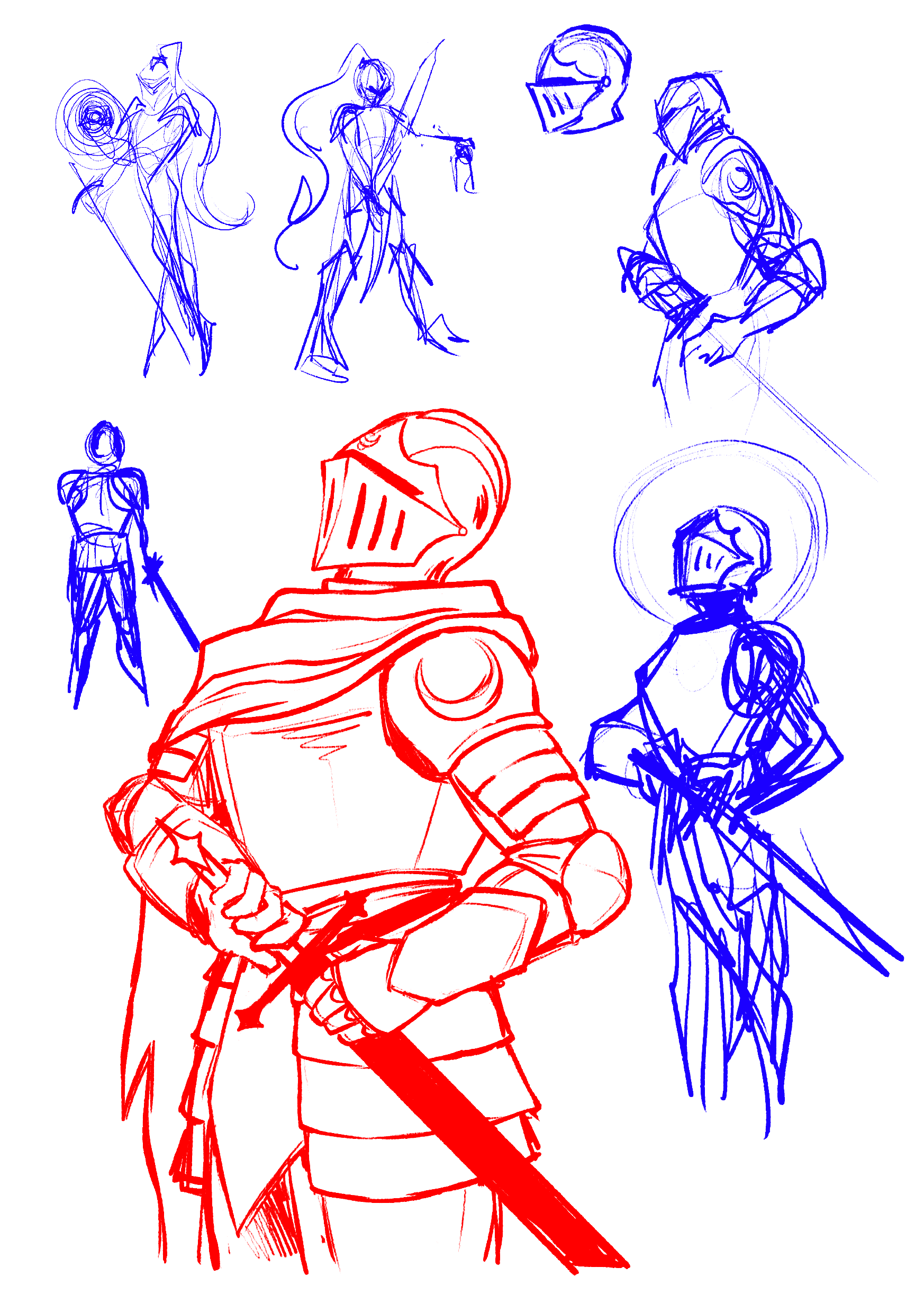 Initial sketches of the knight