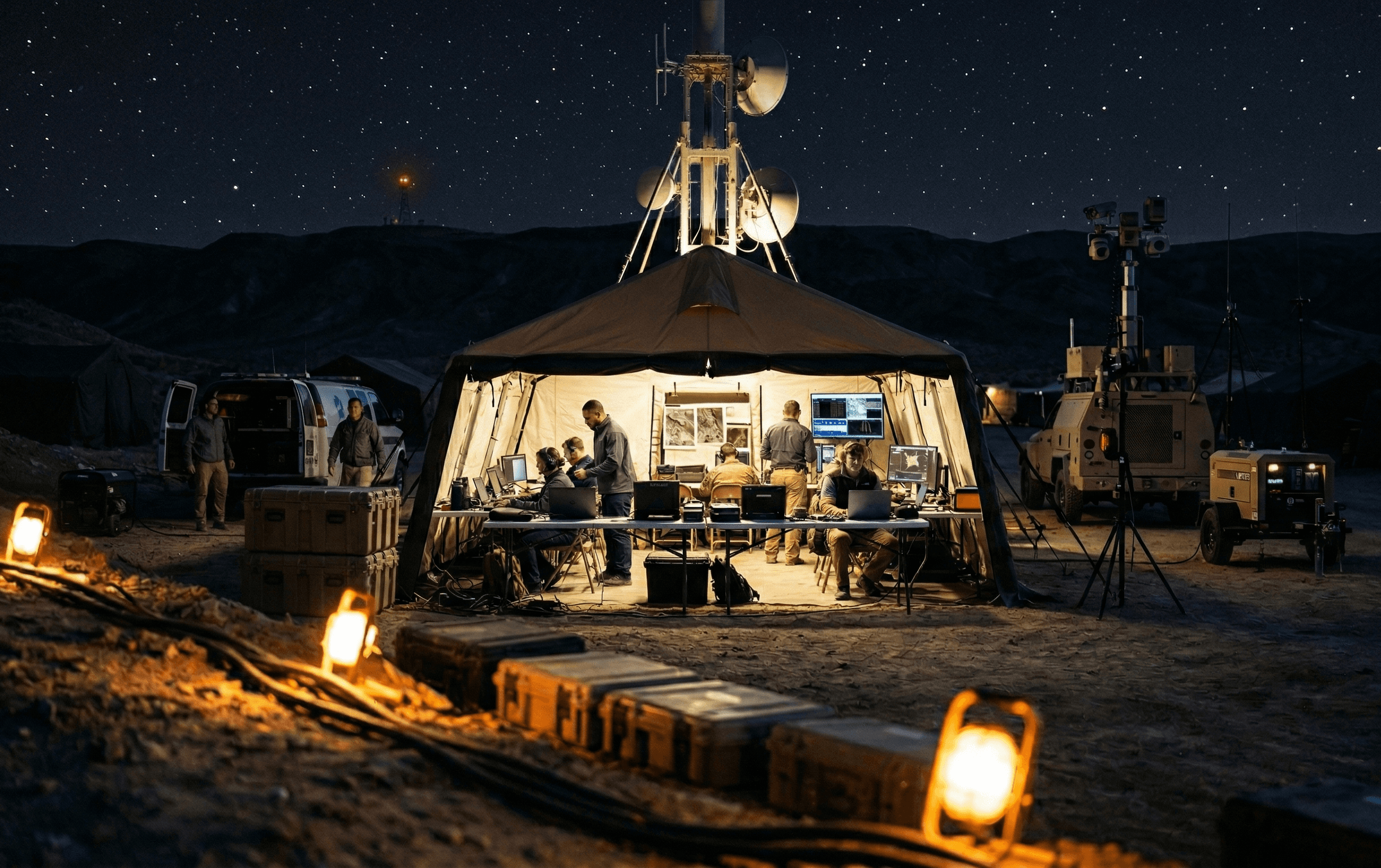 temporary intelligence compound in valley