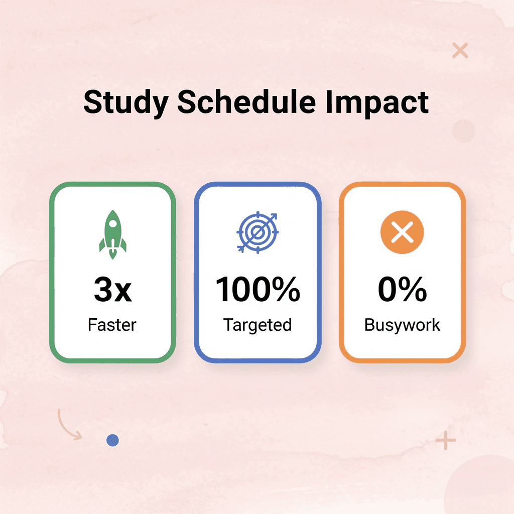 Statistics showing study schedule impact metrics