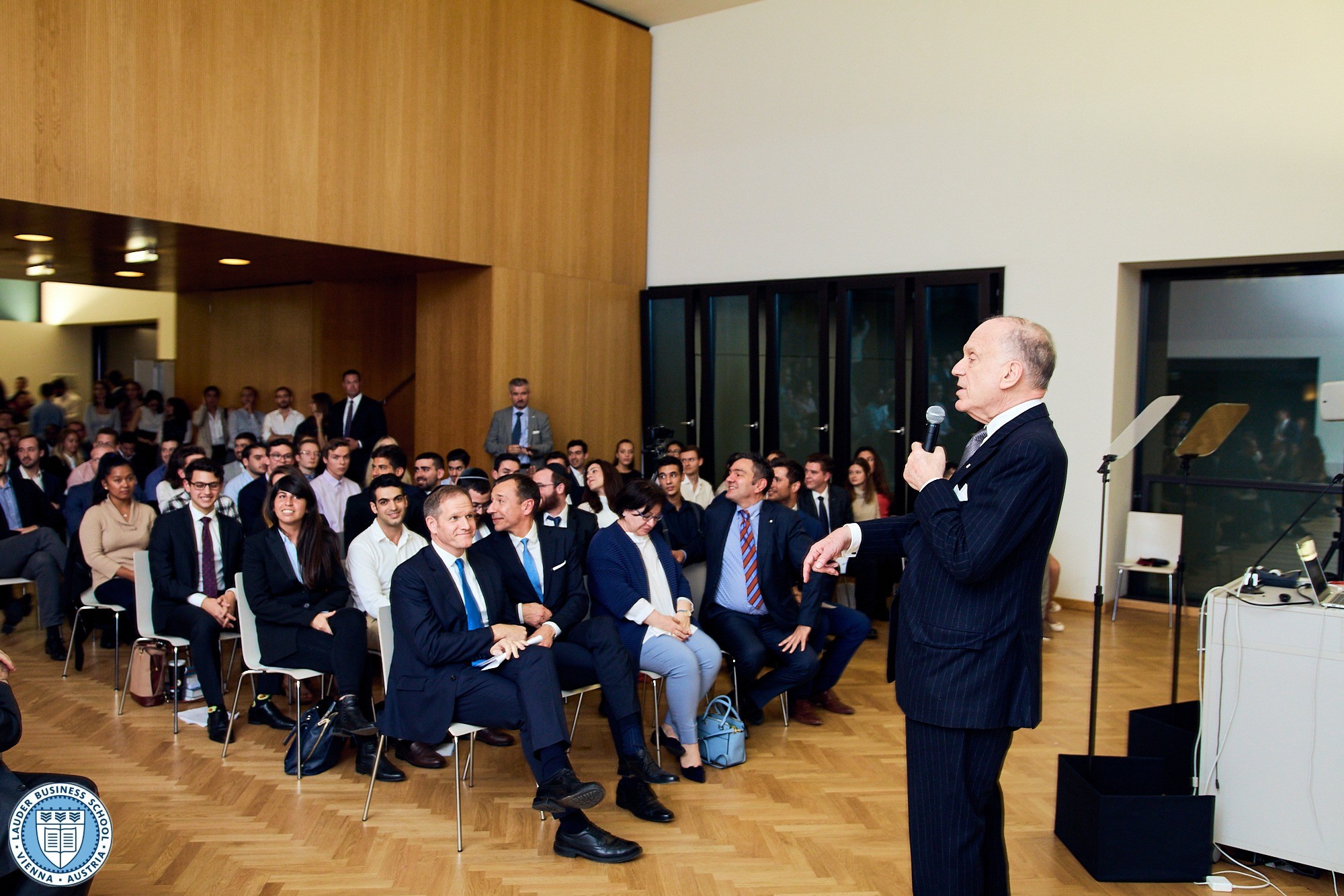 Founder and President Ambassador Ronaluder talking to LBS Students