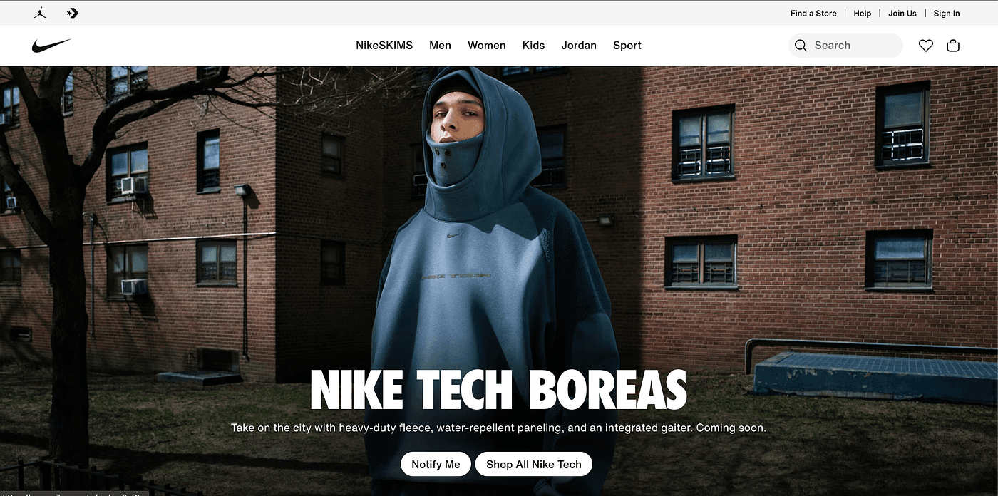 Nike home page