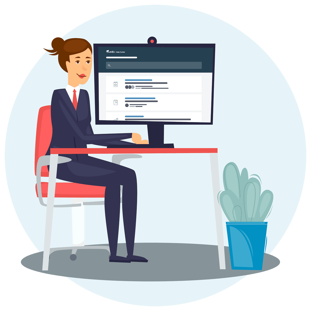 Schermata dell'Help Center di Fluida con guide e FAQ per supporto clienti