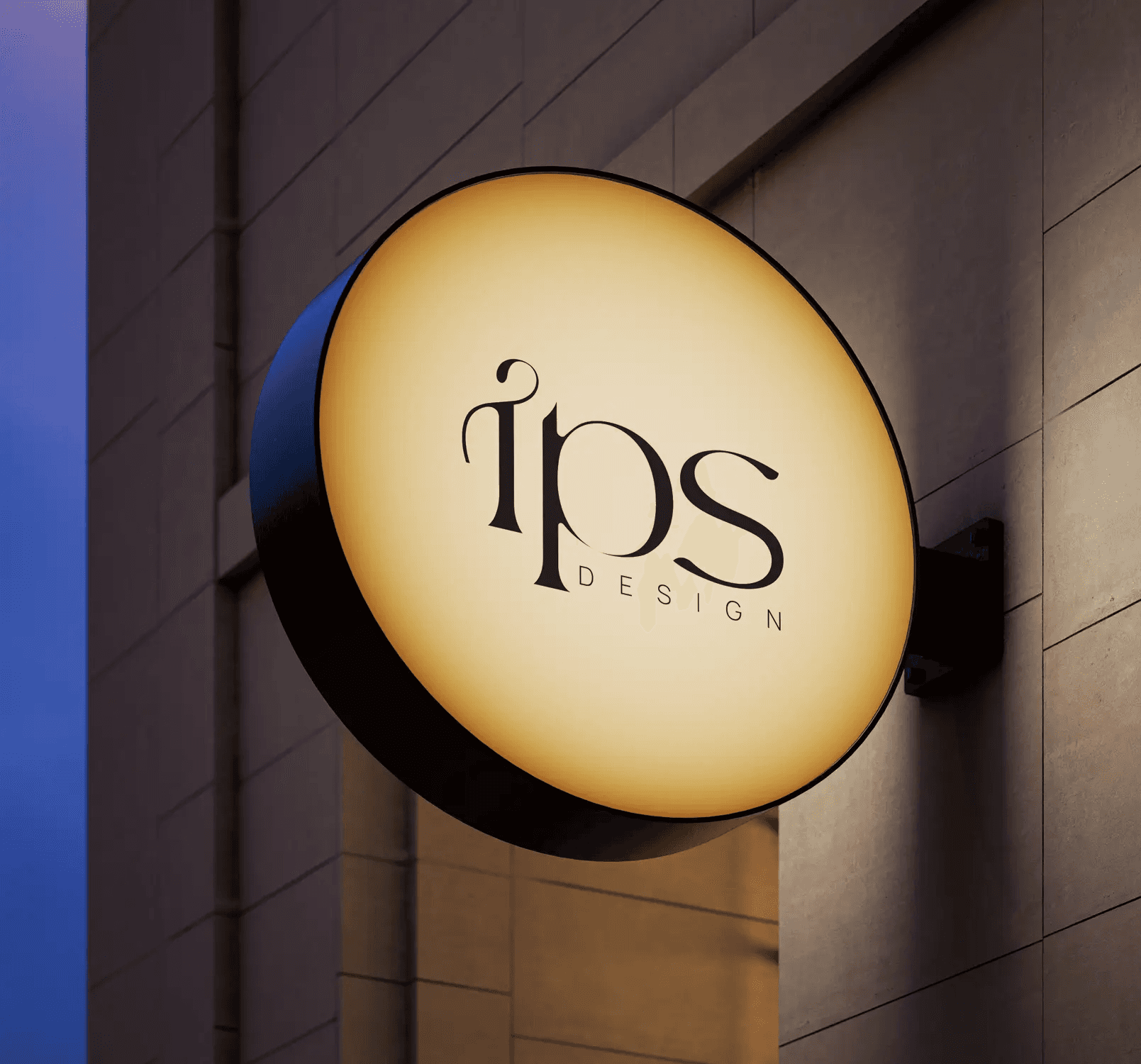 Le logo de IPS Design sur une enseigne de magasin