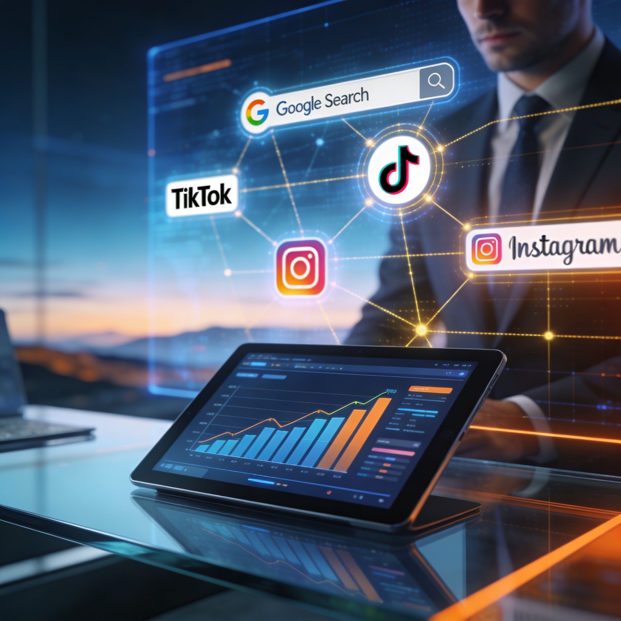 Orquestração de buscas integrada entre Google e redes sociais em um ambiente de marketing digital de alta tecnologia