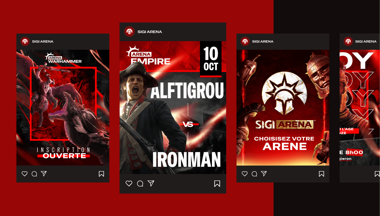 Série de publications Instagram pour promouvoir les compétitions SIGI Arena