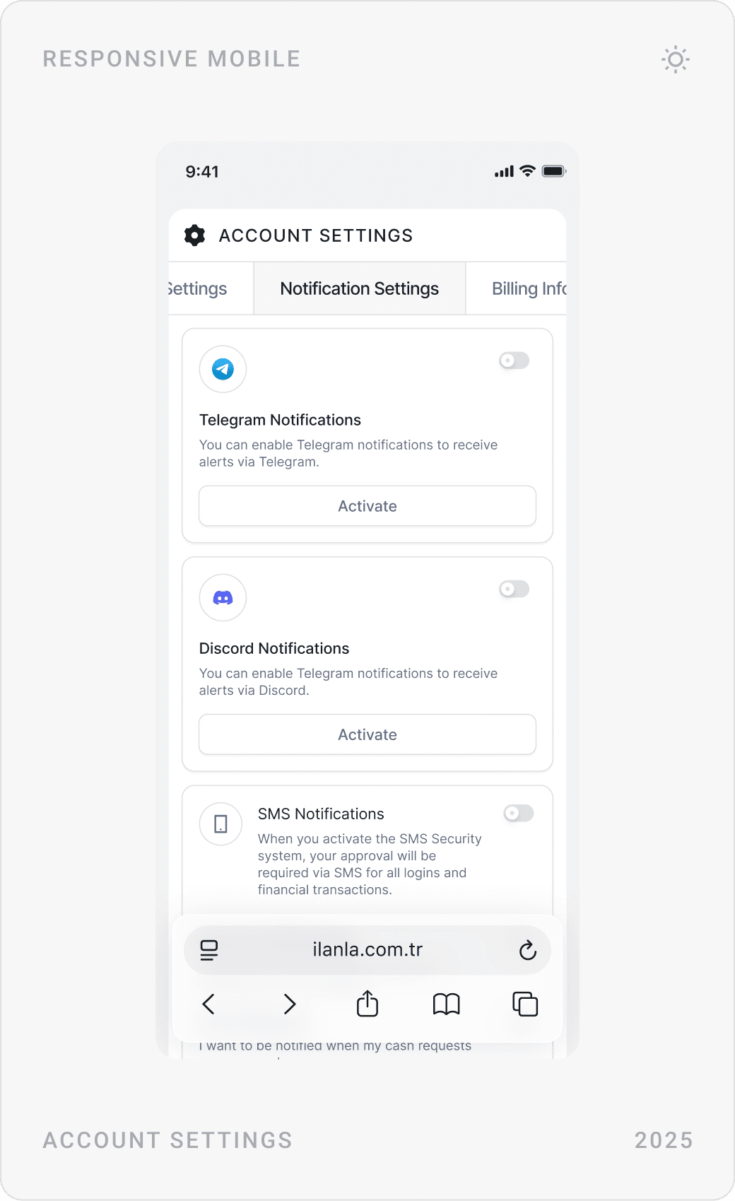 Clean Modern Mobile Notification Settings Design