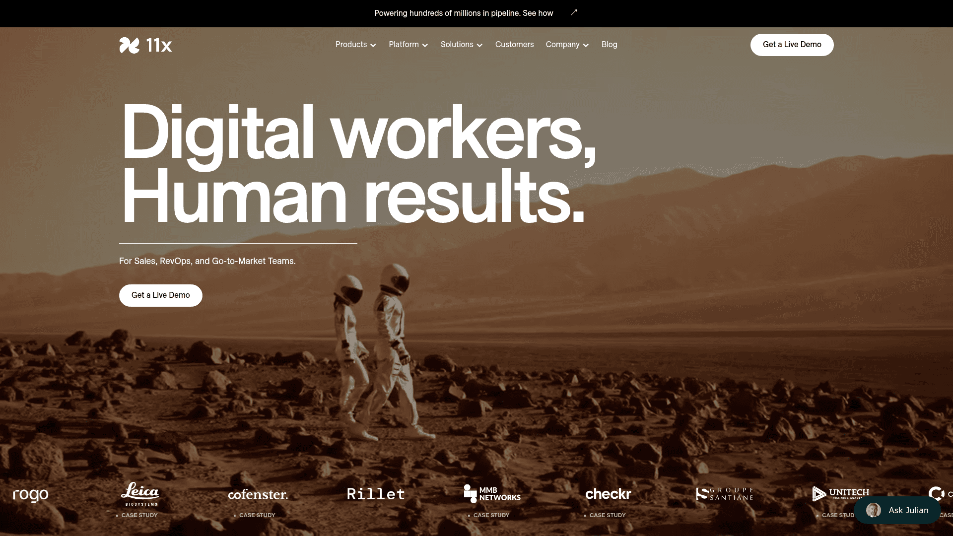 Screenshot of https://11x.ai